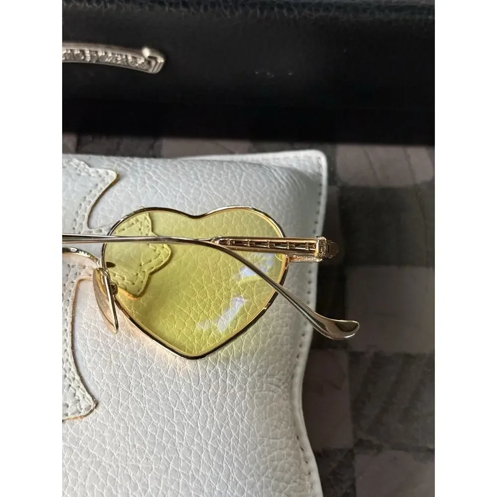 Chrome Hearts BEAN Heart Sunglasses Gold Plated Yellow Factory Lenses Rare 2018